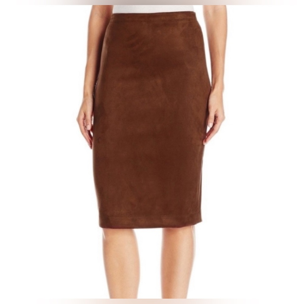 BCBGMaxAzria Chocolate Brown Lyric Faux Suede Pencil Skirt Size XS
